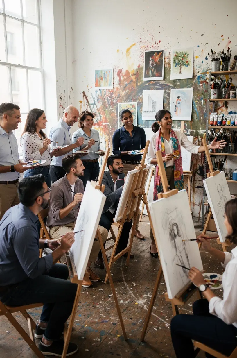 Art and wellness collaboration in creative studio