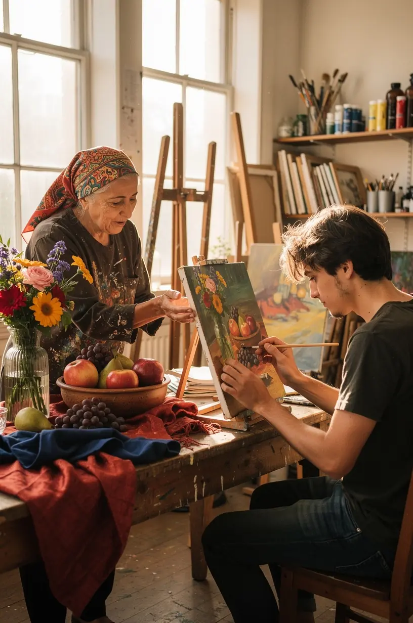 Art critique session fostering growth in creative studios.