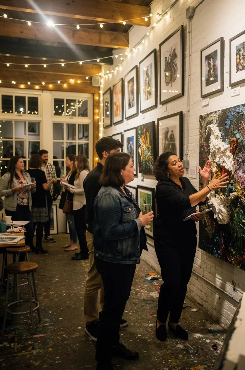 Artistic community gathering with collaborative painting session